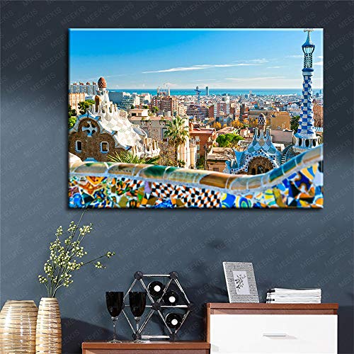 CELLYONE MEEKIS Niños Adultos DIY Pintura al óleo Hecha a Mano Barcelona Tienda Hotel Familia decoración Especial 40x50cm