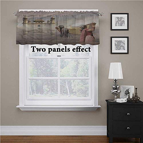 Cenefa de ventana antigua, para mujer de limpieza en el río con bolsillo para barra, color sólido añade un toque de clase a mi cuarto de baño, 56 x 16 pulgadas