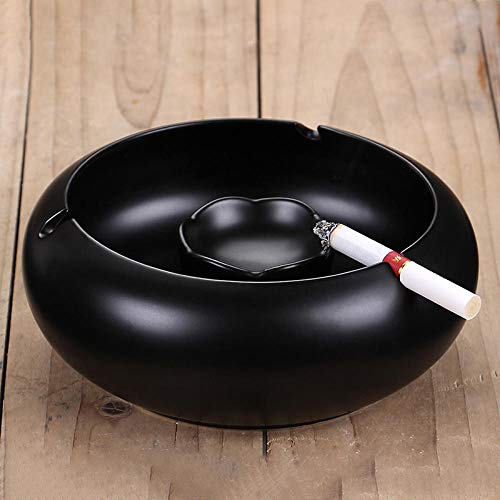 cenicero de Cenicero Ashtray Office Home Vintage Ceramic Large Ashtray with Lid-Gold language black cylinder