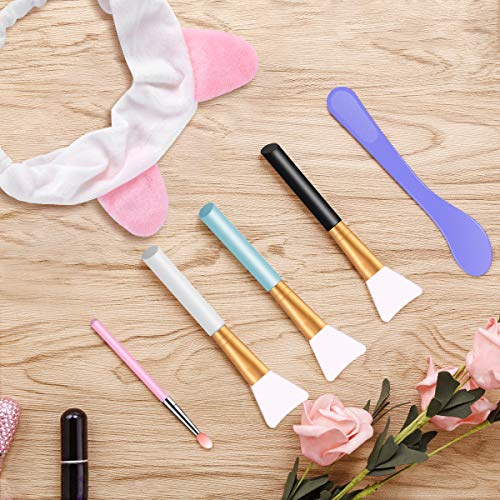 Cepillo de La Máscara Cara, Cepillos de Mascarillas Faciales de Silicona con Diadema Orejas de Gato, Cepillo de Labios Silicona y Cepillo Agitación para La Cara, Máscara de Ojos, Bricolaje