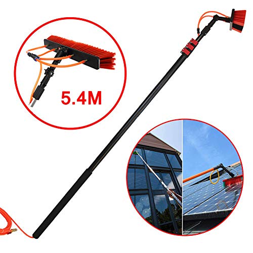 Cepillo de Lavado Telescópico,Limpieza Paneles Solares, para Limpieza de Ventanas O Lavado Fotovoltaicos Solar,5.4M
