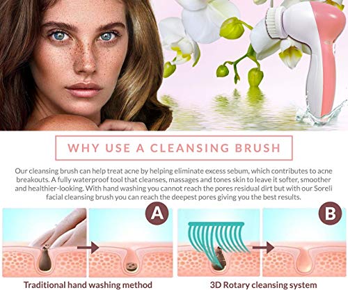 Cepillo de limpieza facial removedor de puntos negros, cuidado de la piel del acné, cepillo exfoliante, kit de tratamientos 2019, elimina todo el maquillaje, juego de 6 brochas limpiadoras eléctricas