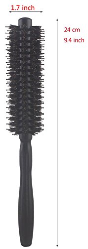 Cepillo de pelo redondo con cerdas de jabalí naturales y cerdas de nailon, Cepillo para dar volumen – 4,3 cm de diámetro