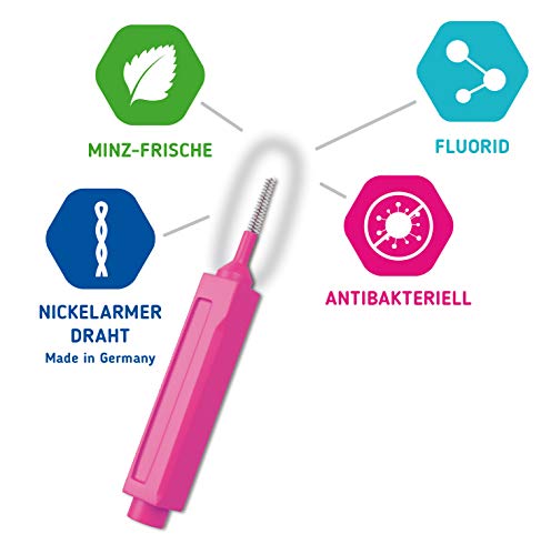 Cepillos interdentales de Mara Expert para los espacios interdentales con sabor a menta, revestimiento de fluoruro y clorhexidina, respiración fresca, pregunta a tu dentista