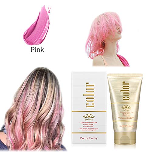 Cera para el cabello,130g Crema Para Colorante Pelo Temporal DIY Colorear y Modelar el Instant pelo Cera Cabello naturales color Wax para fiestas, Cosplay, Masquerade, halloween (Rosado)