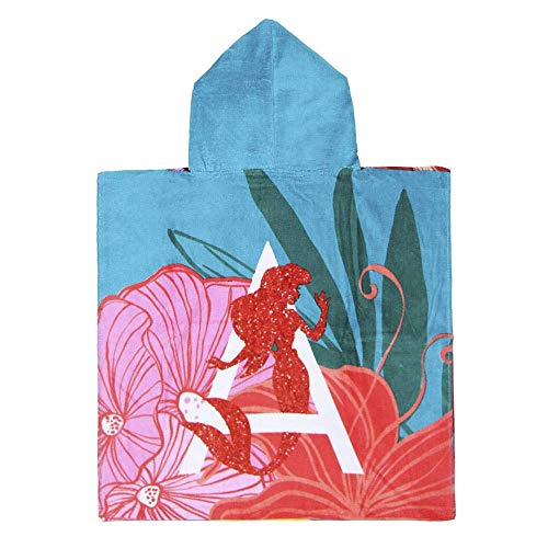Cerdá 2200003881 Poncho Algodón Princess La Sirenita, azul, 50x115cm