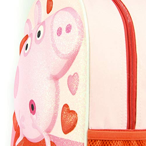 CERDÁ LIFE'S LITTLE MOMENTS, Mochila Infantil Peppa Pig 3D con Purpurina-Licencia Oficial Warner Bros Studios Unisex niños, Multicolor, 250X310X100MM