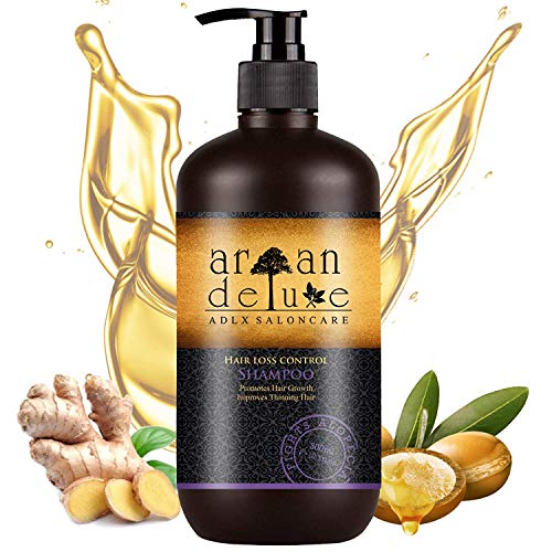 Champú anti-caída y estimulador del crecimiento del cabello de alto nivel, avalado para peluquerías, Argan Deluxe 300 ml.