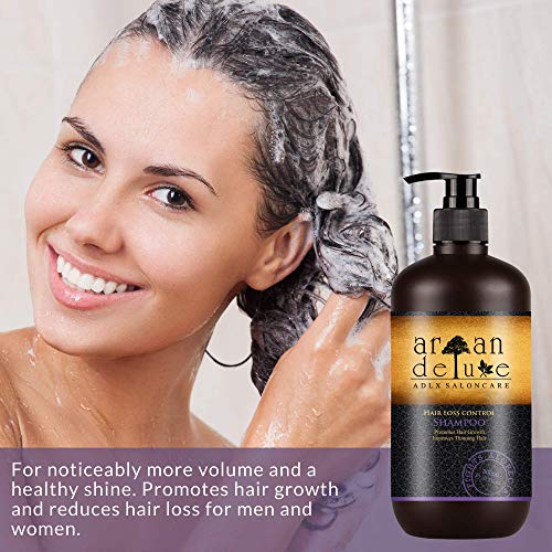 Champú anti-caída y estimulador del crecimiento del cabello de alto nivel, avalado para peluquerías, Argan Deluxe 300 ml.
