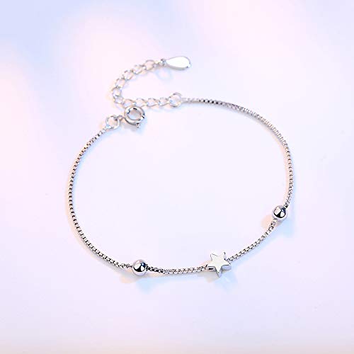 Chandler Simple Star - Pulsera de plata para mujer y niña, regalo de cumpleaños para mujer, esposa, lun, señora