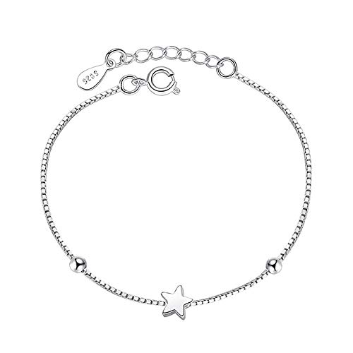 Chandler Simple Star - Pulsera de plata para mujer y niña, regalo de cumpleaños para mujer, esposa, lun, señora