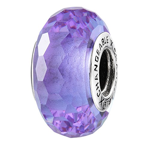 CHANGEABLE Charms Big Stone Cumpleaños Murano Abalorio de Mujer de Plata de Ley