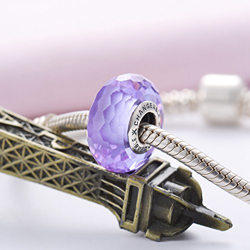 CHANGEABLE Charms Big Stone Cumpleaños Murano Abalorio de Mujer de Plata de Ley