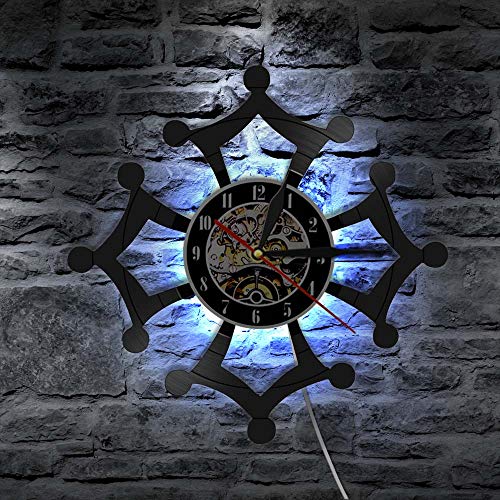 CHANGWW Reloj de Pared con Disco de Vinilo Retro Cruzado L'Occitane Artista de Pared decoración del hogar Reloj de Pared silencioso sin Escala-with LED