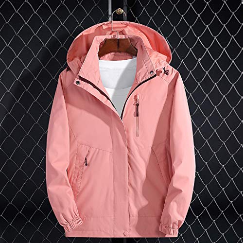 Chaqueta con Capucha Impermeable para Mujer Chaqueta Deportiva Desmontable y Transpirable para Exteriores_Abrigos Mujer Invierno Largos Abrigo de Manga Larga Chaqueta para Lluvia sólida para Mujer