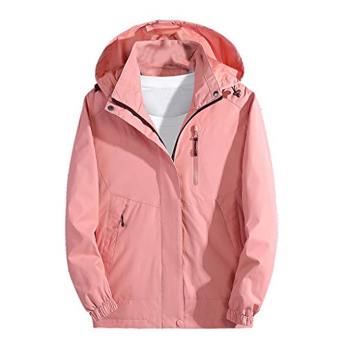Chaqueta con Capucha Impermeable para Mujer Chaqueta Deportiva Desmontable y Transpirable para Exteriores_Abrigos Mujer Invierno Largos Abrigo de Manga Larga Chaqueta para Lluvia sólida para Mujer