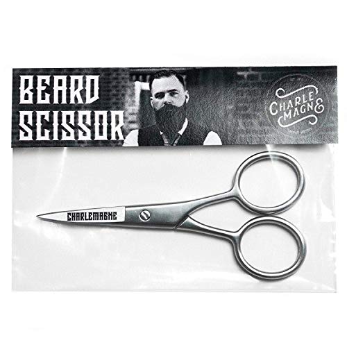 Charlemagne Beard Scissors - de acero inoxidable para la barba y el bigote - Extremadamente afiladas -pequeñas -Tijeras de peluquería -Regalo para hombres -Tijeras para la barba y el pelo de la nariz