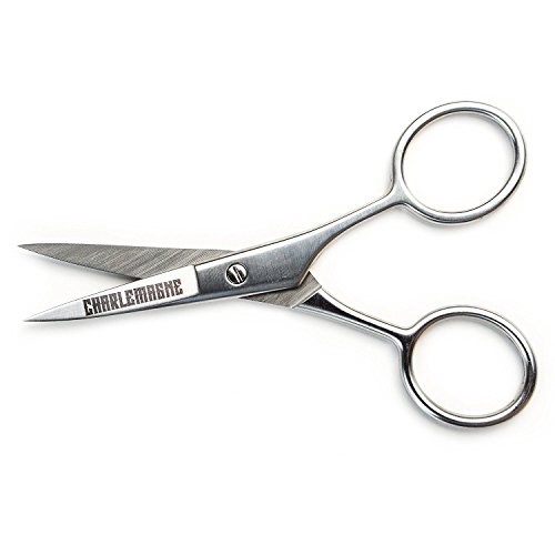 Charlemagne Beard Scissors - de acero inoxidable para la barba y el bigote - Extremadamente afiladas -pequeñas -Tijeras de peluquería -Regalo para hombres -Tijeras para la barba y el pelo de la nariz