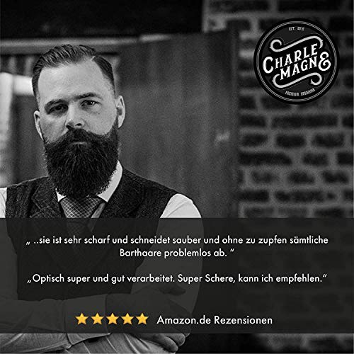 Charlemagne Beard Scissors - de acero inoxidable para la barba y el bigote - Extremadamente afiladas -pequeñas -Tijeras de peluquería -Regalo para hombres -Tijeras para la barba y el pelo de la nariz
