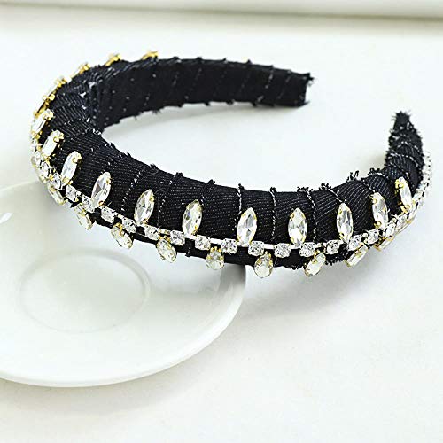 Charm4you Floral Imprimir Diadema Accesorios para,Banda de Pelo Vaquera de Lado Ancho con Esponja americana-A-07,Hairbands Nudo Cruzado Diadema