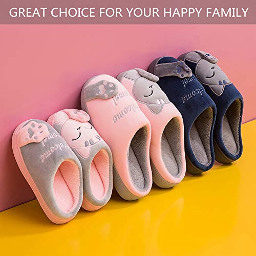 ChayChax Zapatillas de Estar por Casa Lindo Animados para Niños Mujer Hombre Invierno Pelusa Forro Pantuflas Interior de Memoria Espuma Cómodo Caliente Zapatos de Algodón, Azul, 35/36 EU