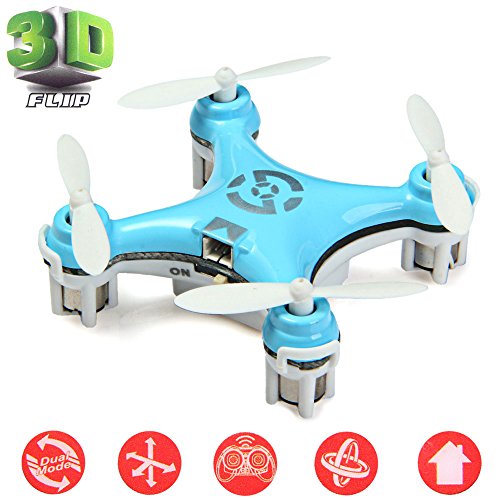 Cheerson® CX-10 Mini Drone Nano Cuadricópteros RTF - 4 Canales 6 Ejes Gyro 360 Grados 2.4G RC Minicóptero con Luz LED (Azul)