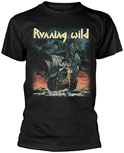 CHENYU Running Wild 'Under Jolly Roger Album' (Negro) Camiseta - Nuevo Negro Negro ( M
