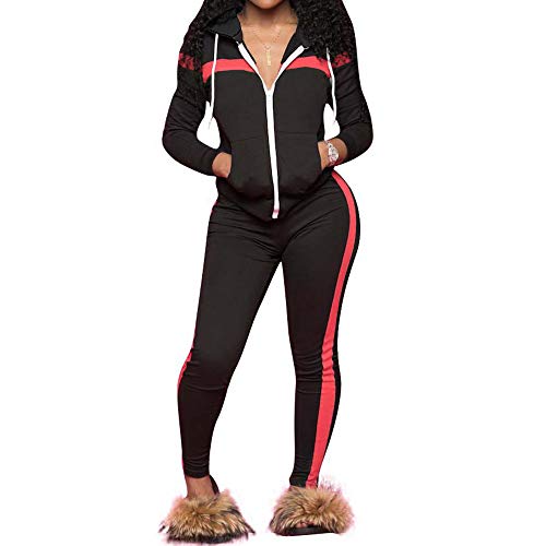 Chic to Max - Juego de chándal para mujer (2 unidades, tallas grandes) Negro A* Negro XXL