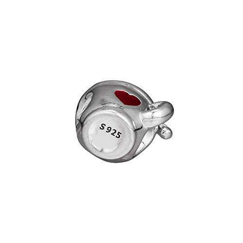 CHICBUY 2018 - Abalorio de plata de ley 925 con esmalte blanco y rojo para pulseras Pandora