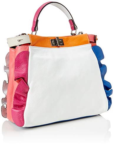 Chicca Borse Cbc34021tar, Bolso de mano. para Mujer, Multicolor (Tiffany/Rosso), 12x26x32 centimeters (W x H x L)