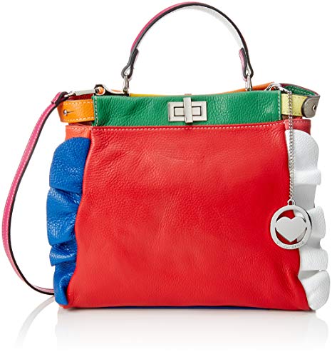Chicca Borse Cbc34021tar, Bolso de mano. para Mujer, Multicolor (Tiffany/Rosso), 12x26x32 centimeters (W x H x L)