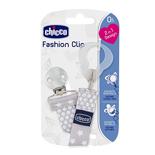 Chicco Clip Fashion - Cadena portachupetes, gris