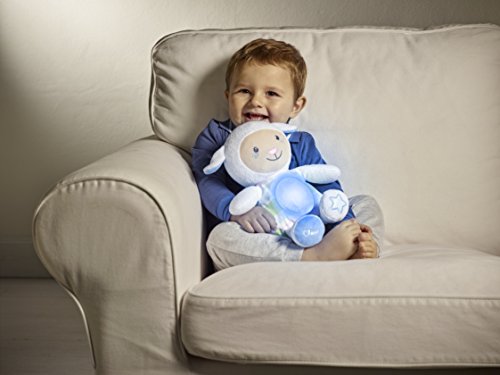Chicco Ovejita Dulces Nanas - Suave peluche de oveja con proyector de luces y melodías, grabadora de voz y sensor de sonido, color azul