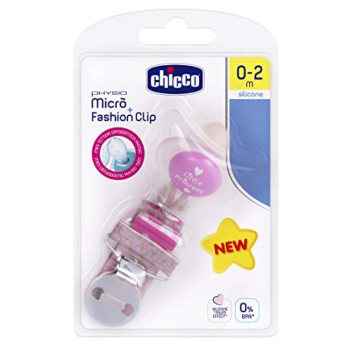 Chicco Pack Chupete Micrò 0-2M Con Clip Fashion Rosa 1 Unidad 300 g