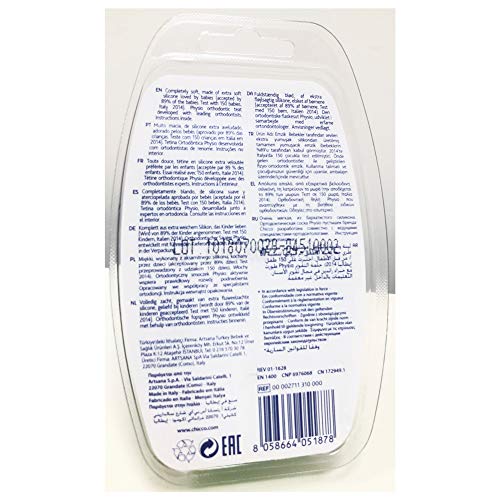 Chicco Phisio Soft - Chupete todogoma de silicona para 0 - 6 meses, color verde o morado - surtido