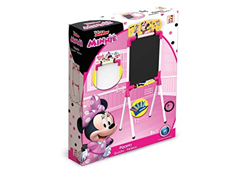 Chicos - Minnie Mouse Pizarra Junior, Reversible 2 En 1 para Rotuladores y Tizas, Incluye Rotulador, Tizas. Un Borrador y Una Plantilla de Mickey, a partir de 3 años, Rosa, 37 X 32.5 X 98 cm