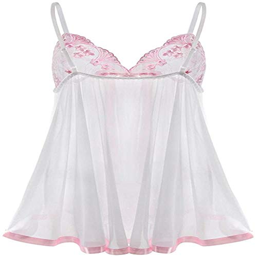 CHIDAOSexy Lencería para Mujeres para Sexo Ropa de Dormir Ropa de Dormir Babydoll Camisón Encaje Corset G-String Pijamas Blanco blanco M