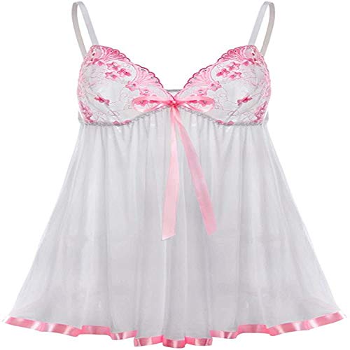 CHIDAOSexy Lencería para Mujeres para Sexo Ropa de Dormir Ropa de Dormir Babydoll Camisón Encaje Corset G-String Pijamas Blanco blanco M