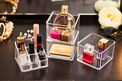 Choice Fun Multifuncional acrílico Maquillaje Rejilla Afficher Vanity Tray con 9 Enrejado Transparente
