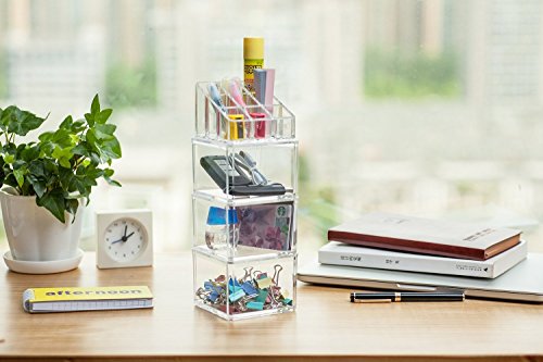 Choice Fun Multifuncional acrílico Maquillaje Rejilla Afficher Vanity Tray con 9 Enrejado Transparente