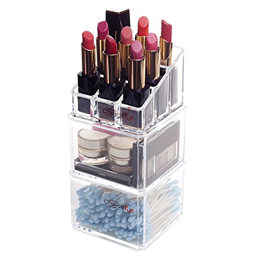 Choice Fun Multifuncional acrílico Maquillaje Rejilla Afficher Vanity Tray con 9 Enrejado Transparente