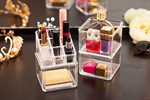 Choice Fun Multifuncional acrílico Maquillaje Rejilla Afficher Vanity Tray con 9 Enrejado Transparente