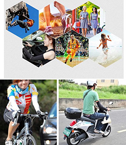 CHRISLZ Long Arms Sleeves Guantes UV Protección solar Fundas para la mano Fingerless Elastic Stretch Brazo Guantes para actividades al aire libre Enfriamiento Covers (BLACK-1)