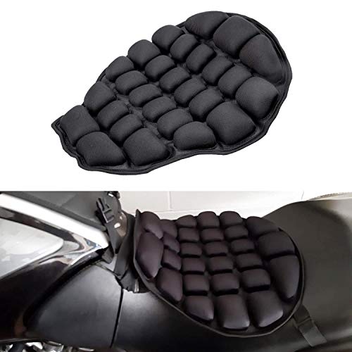 CICMOD Cojín de Asiento Aire Inflable, Almohadilla de Asiento de Moto de Alivio Presión Universial Negro