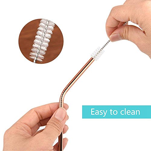 Cikuso Paquete de 10 - Pajitas Reutilizables Coloreadas de Acero Inoxidable - Incluye 2 Cepillos de Limpieza Largos