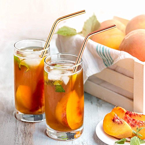 Cikuso Paquete de 10 - Pajitas Reutilizables Coloreadas de Acero Inoxidable - Incluye 2 Cepillos de Limpieza Largos