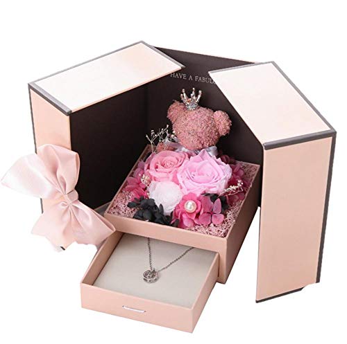 cineman - Rosa Artificial con Caja de Regalo, decoración para el hogar, Regalo para San Valentín, Aniversario o Boda