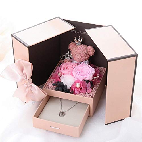 cineman - Rosa Artificial con Caja de Regalo, decoración para el hogar, Regalo para San Valentín, Aniversario o Boda