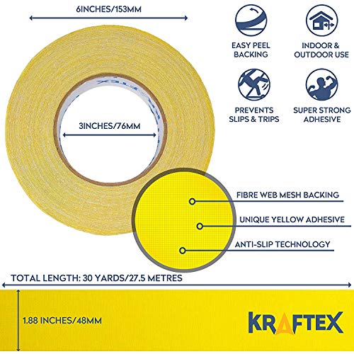 Cinta Adhesiva para Alfombras, Tapetes, Alfombras de Pasillo. Cinta Doble Cara con Adhesivo para Usar en Interiores [Funciona en Cualquier Piso] Se Adhiere a Madera, Cerámica, Pisos Laminados (27m)