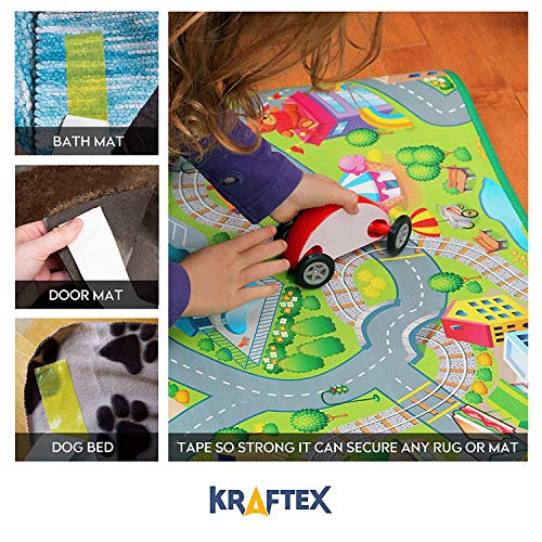 Cinta Adhesiva para Alfombras, Tapetes, Alfombras de Pasillo. Cinta Doble Cara con Adhesivo para Usar en Interiores [Funciona en Cualquier Piso] Se Adhiere a Madera, Cerámica, Pisos Laminados (27m)